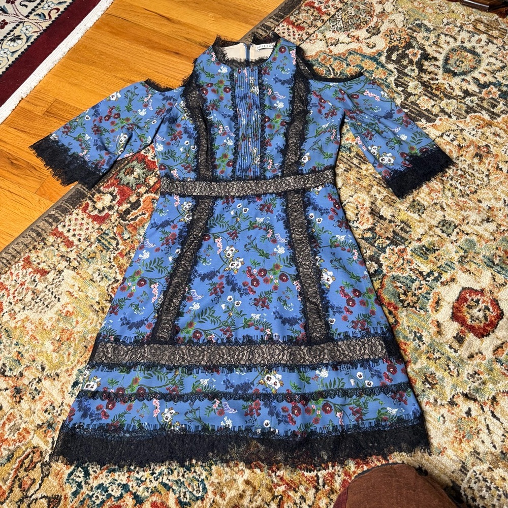 Alice and Olivia blue floral dress